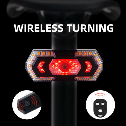 BIKINLITE Smart Bike Tail Light - USB Rechargeable Bicycle Turn Signals with Remote Control, Rear Bike Light, Waterproof Safety Warning Back Lights, Bike Alarm for Night Riding and Mountain Biking.