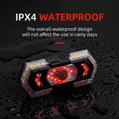 BIKINLITE Smart Bike Tail Light - USB Rechargeable Bicycle Turn Signals with Remote Control, Rear Bike Light, Waterproof Safety Warning Back Lights, Bike Alarm for Night Riding and Mountain Biking.